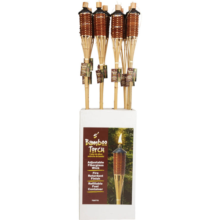 Outdoor Expressions 5 Ft. Brown Woven Bamboo Patio Torch