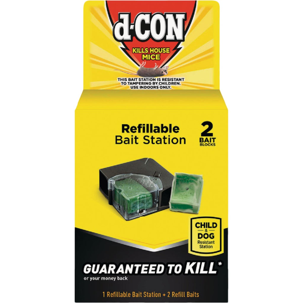 D-Con Bait Station, Refillable - 2 pack, 14 g baits