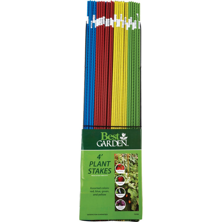 plastic coated steel plant stakes Best Garden 4 Ft. Colored Plastic Coated Steel Plant Stake Display – Hemlock Hardware