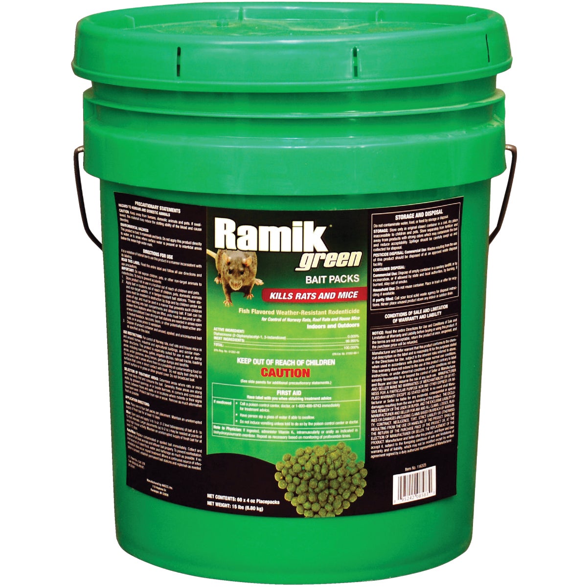 Ramik Green Pellet Bait Pack Rat And Mouse Poison (60-Pack) – Hemlock