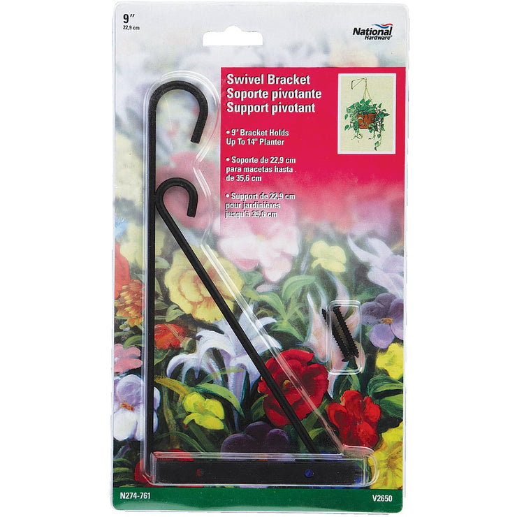 National 9 In. Black Steel Swivel Hanging Plant Bracket