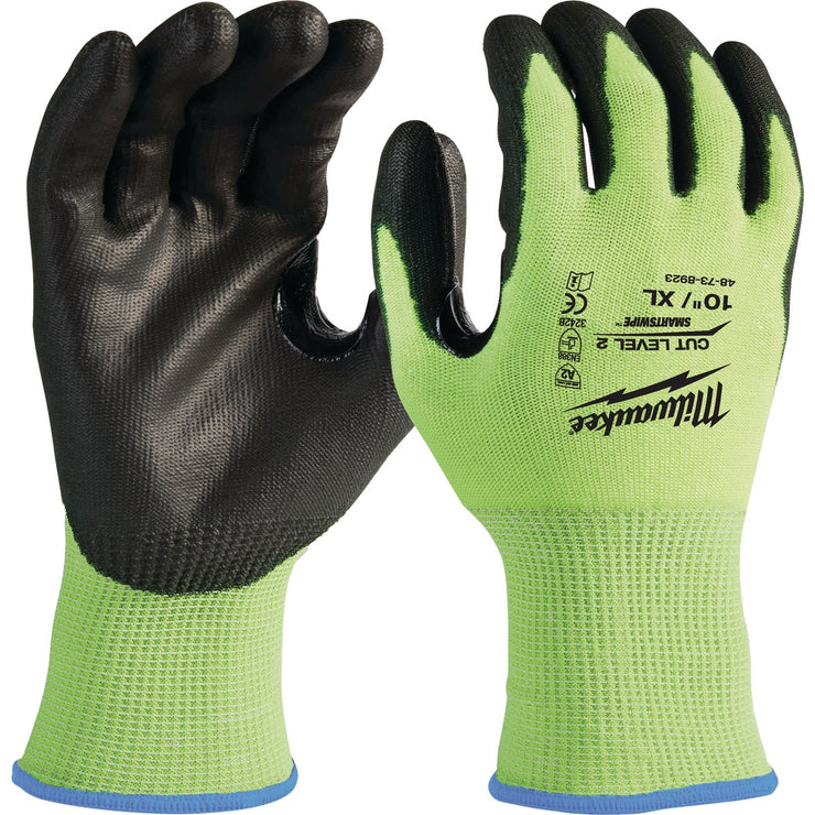 Milwaukee Unisex XL Cut Level 2 High Vis Polyurethane Dipped Glove