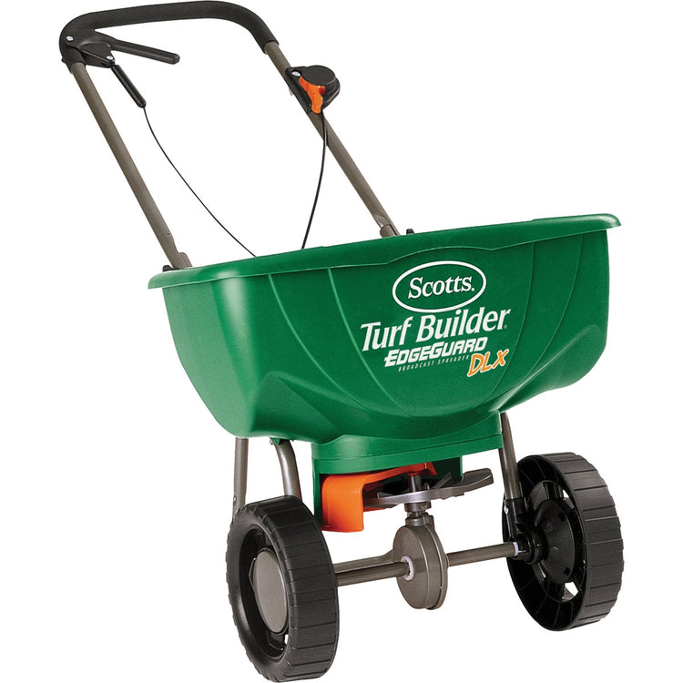 herbicide spreader Scotts Turf Builder EdgeGuard DLX Broadcast Fertilizer Spreader – Hemlock  Hardware
