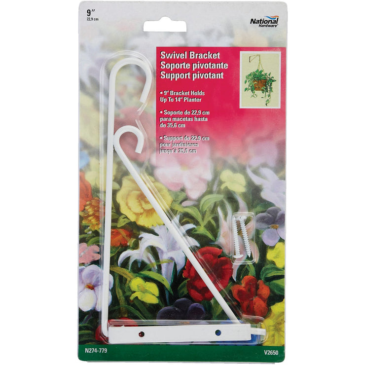 National 9 In. White Steel Swivel Hanging Plant Bracket
