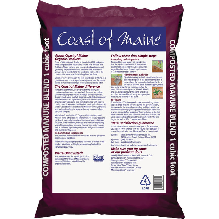 Coast of Maine Schoodic Blend 40 Lb. 1 Cu. Ft. Organic & Natural Composted Manure