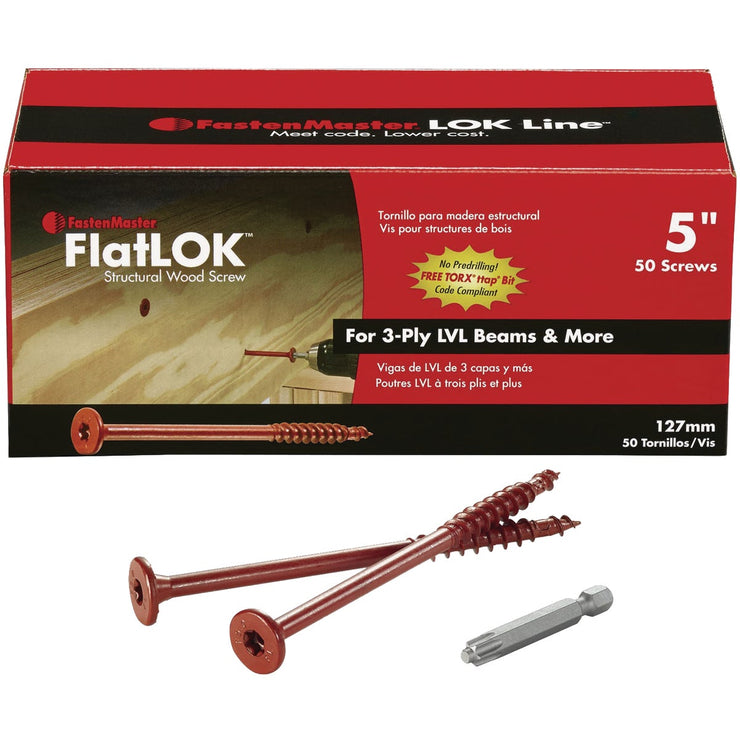 FastenMaster FlatLok 5 In. Engineered Structural Wood Screw (50 Ct.)