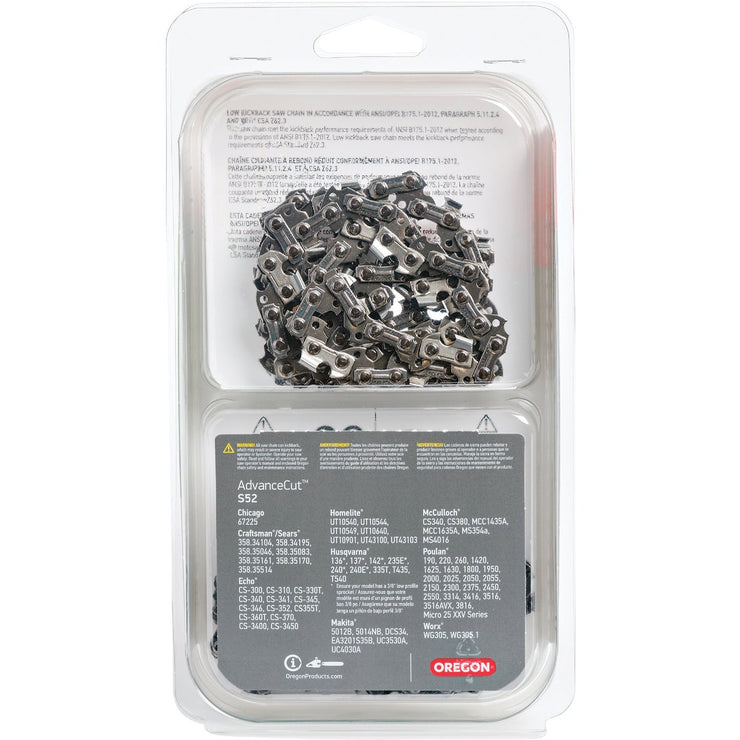 Oregon AdvanceCut LubriTec S52T 14 In. 3/8 In. Low Profile 52 Link Chainsaw Chain (2-Pack)