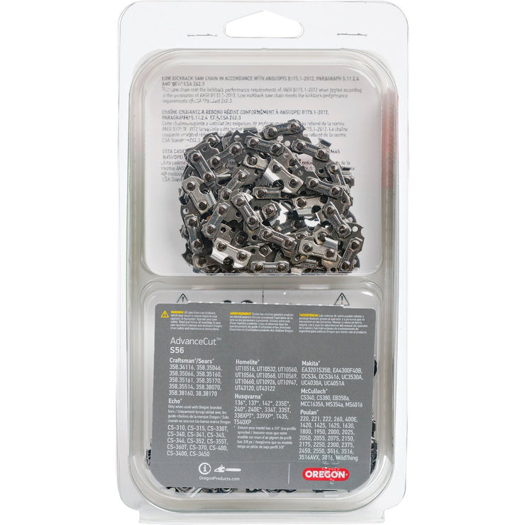 Oregon AdvanceCut LubriTec S56T 16 In. 3/8 In. Low Profile 56 Link Chainsaw Chain (2-Pack)