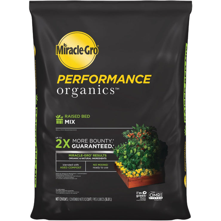 Miracle-Gro Performance Organics 1.3 Cu. Ft. 42 Lb. Raised Bed Vegetables, Fruits, Herbs Garden Soil