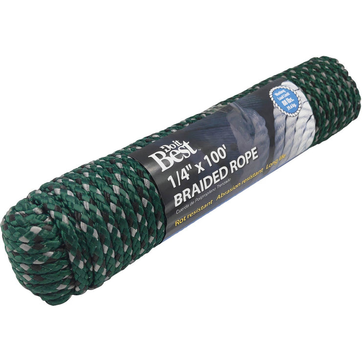 Do it Best 1/4 In. x 100 Ft. Green Double Braided Polypropylene Packaged Rope