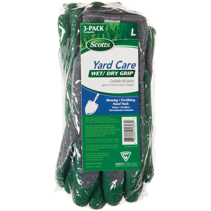 Scotts Yard Care Large Wet/Dry Grip Garden Glove (3-Pack)