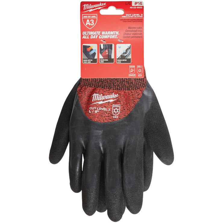 Milwaukee Unisex L Latex Coated Cut Level 3 Insulated Work Glove