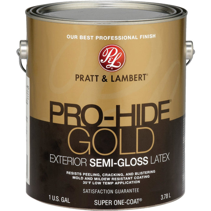 Pratt & Lambert Pro-Hide Gold Latex Semi-Gloss Exterior House Paint, Base 3, 1 Gal.