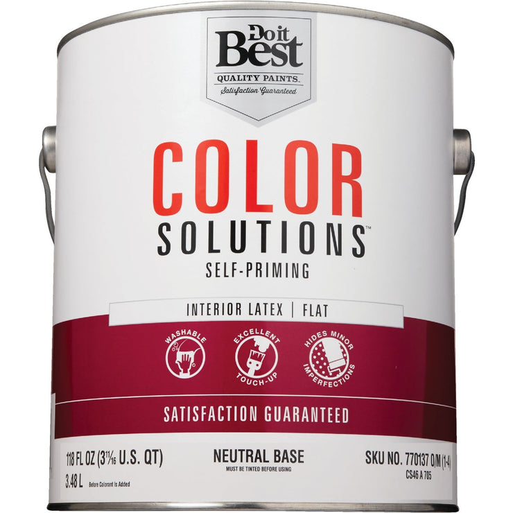 Do it Best Color Solutions Latex Self-Priming Flat Interior Wall Paint, Neutral Base, 1 Gal.