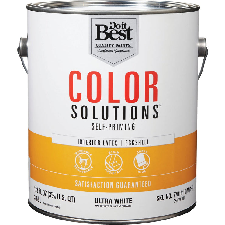 Do it Best Color Solutions Latex Self-Priming Eggshell Interior Wall Paint, Ultra White, 1 Gal.