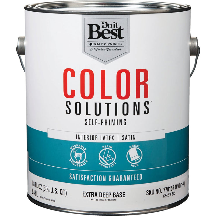 Do it Best Color Solutions Latex Self-Priming Satin Interior Wall Paint, Extra Deep Base, 1 Gal.
