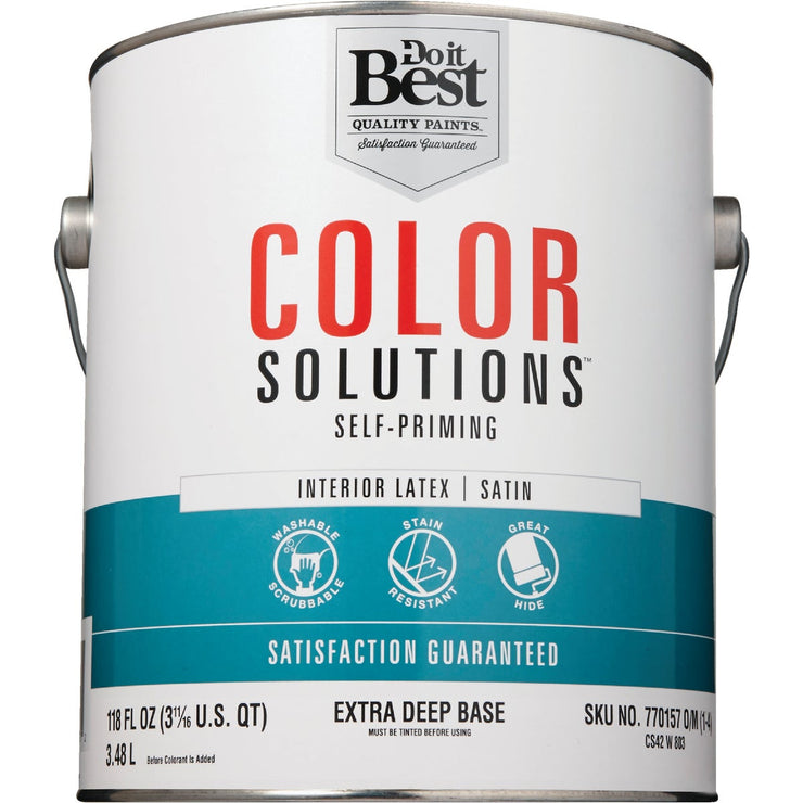 Do it Best Color Solutions Latex Self-Priming Satin Interior Wall Paint, Extra Deep Base, 1 Gal.