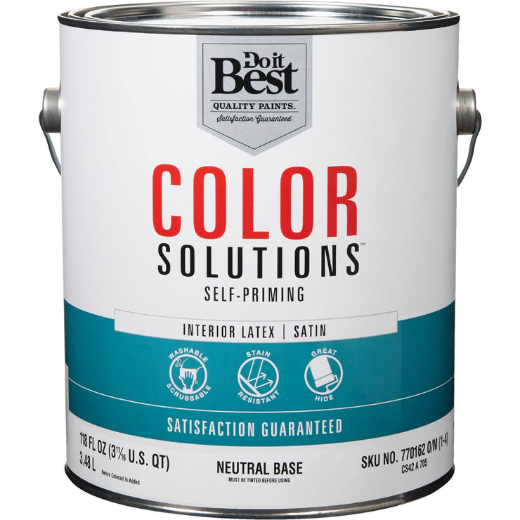 Do it Best Color Solutions Latex Self-Priming Satin Interior Wall Paint, Neutral Base, 1 Gal.