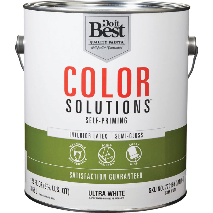 Do it Best Color Solutions Latex Self-Priming Semi-Gloss Interior Wall Paint, Ultra White, 1 Gal.