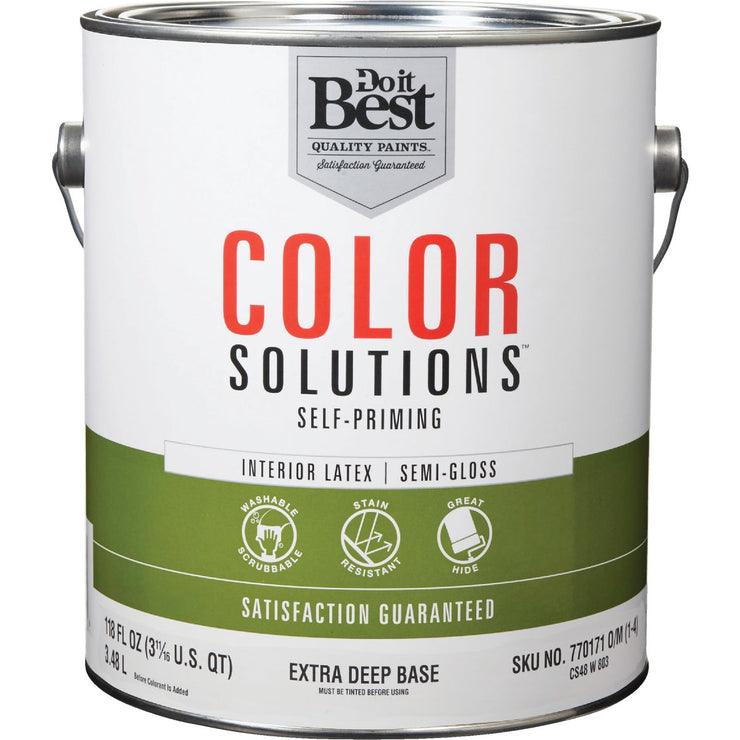 Do it Best Color Solutions Latex Self-Priming Semi-Gloss Interior Wall Paint, Extra Deep Base, 1 Gal.