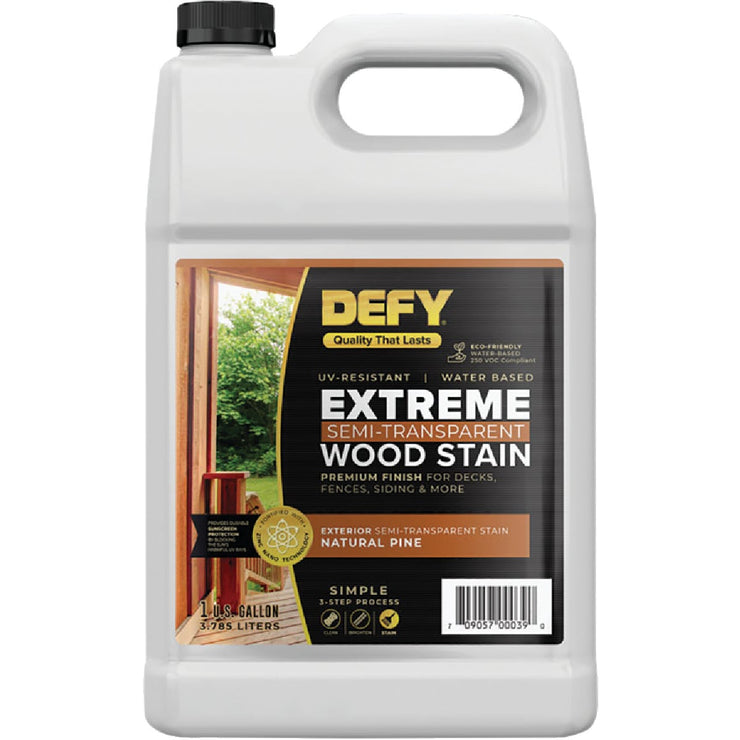 DEFY Extreme Semi-Transparent Exterior Wood Stain, Natural Pine, 1 Gal. Bottle