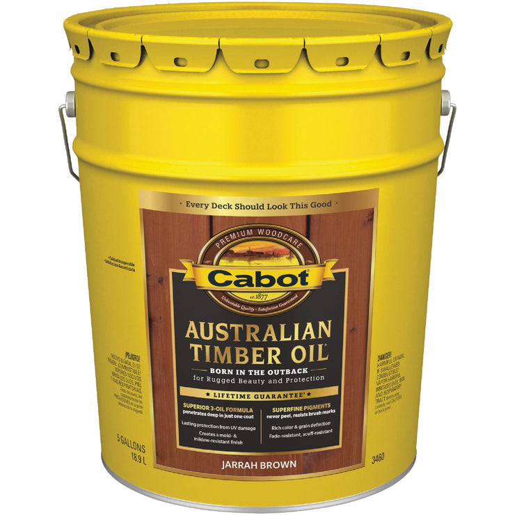 Cabot Australian Timber Oil Translucent Exterior Oil Finish, Jarrah Brown, 5 Gal.