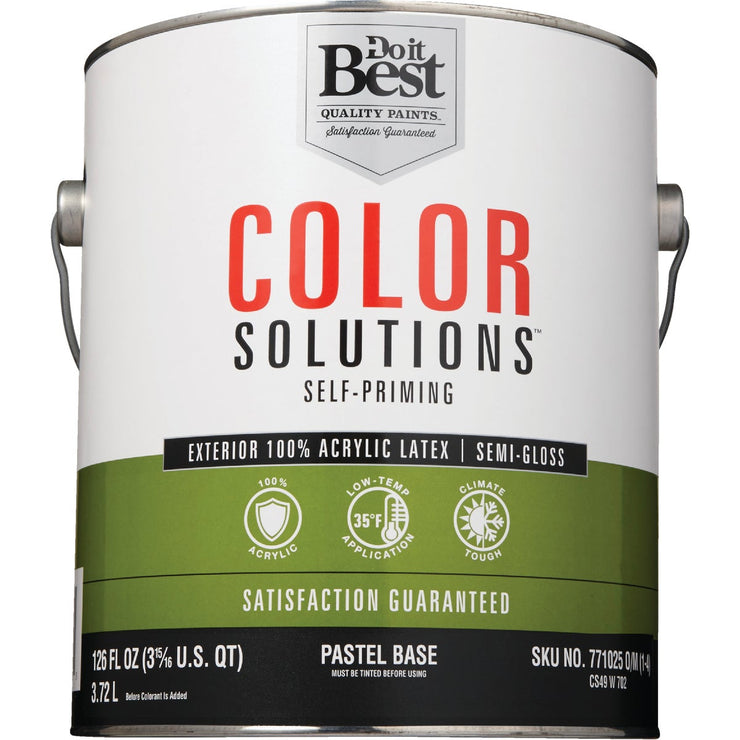 Do it Best Color Solutions 100% Acrylic Latex Self-Priming Semi-Gloss Exterior House Paint, Pastel Base, 1 Gal.