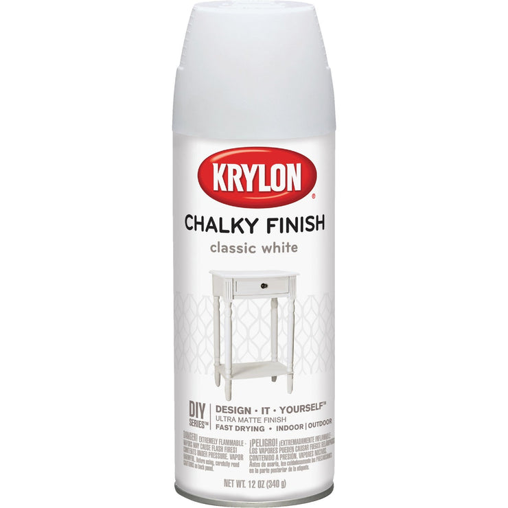 Krylon CHALKY FINISH 12 Oz. Ultra Matte Chalk Spray Paint, Classic White
