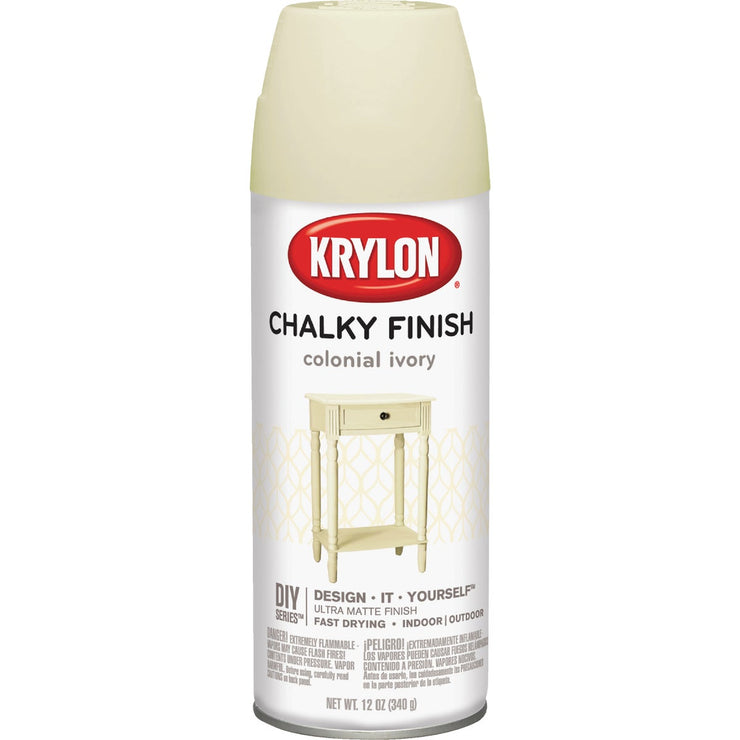 Krylon CHALKY FINISH 12 Oz. Ultra Matte Chalk Spray Paint, Colonial Ivory
