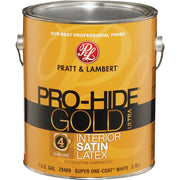 Pratt & Lambert Pro-Hide Gold Ultra Latex Satin Interior Wall Paint, Super One-Coat White, 1 Gal.