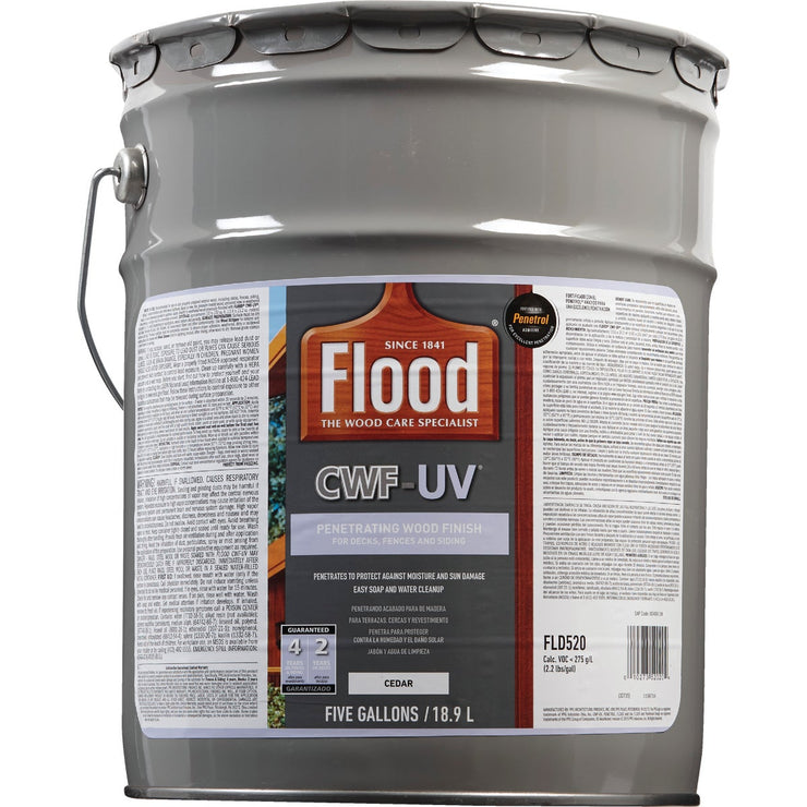 Flood CWF-UV Oil-Modified Fence Deck and Siding Wood Finish, Cedar, 5 Gal.