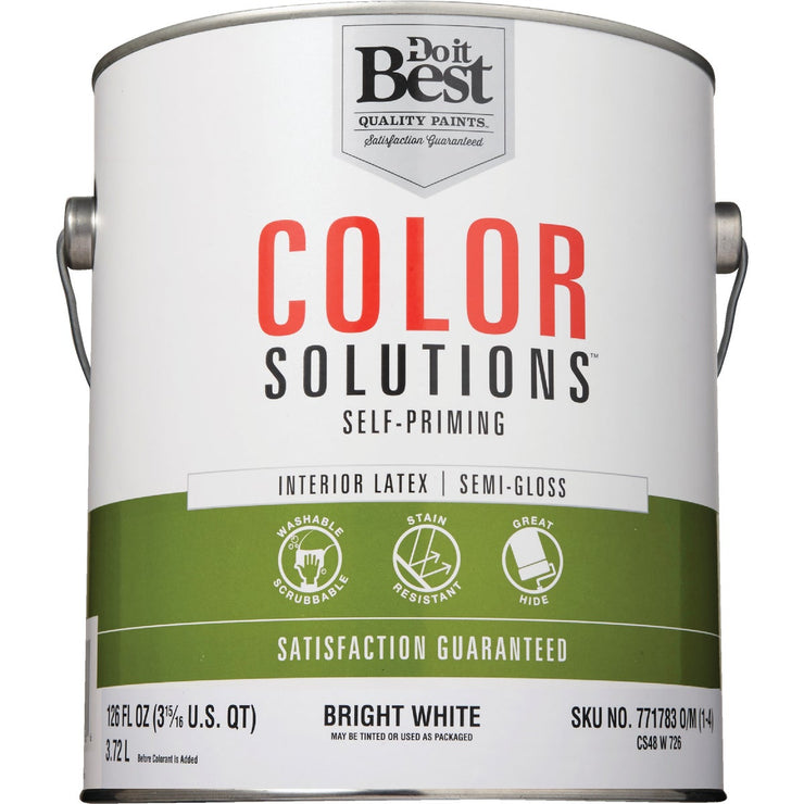 Do it Best Color Solutions Latex Self-Priming Semi-Gloss Interior Wall Paint, Bright White, 1 Gal.
