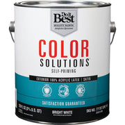Do it Best Color Solutions 100% Acrylic Latex Self-Priming Satin Exterior House Paint, Bright White, 1 Gal.