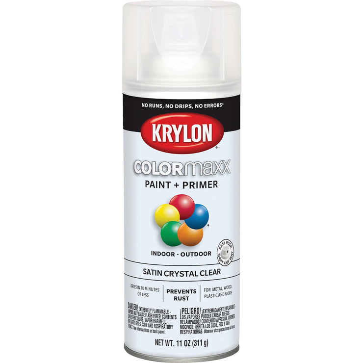 Krylon ColorMaxx 11 Oz. Satin Paint + Primer Spray Paint, Crystal Clear