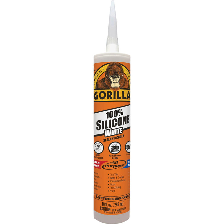 Gorilla 10 Oz. 100% Silicone Sealant, White