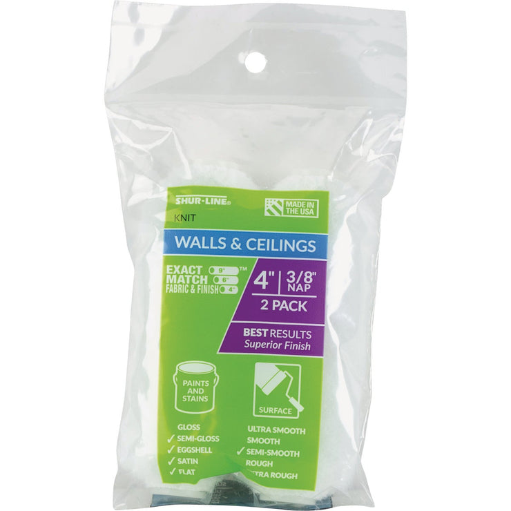 Shur-Line 4 In. x 3/8 In. Paint+Primer Knit Roller Cover (2-Pack)