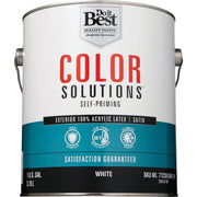 Do it Best Color Solutions 100% Acrylic Latex Self-Priming Satin Exterior House Paint, White, 1 Gal.