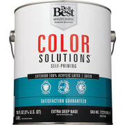 Do it Best Color Solutions 100% Acrylic Latex Self-Priming Satin Exterior House Paint, Extra Deep Base, 1 Gal.
