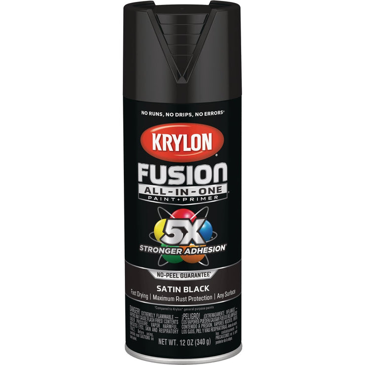 Krylon Fusion All-In-One Satin Spray Paint & Primer, Black
