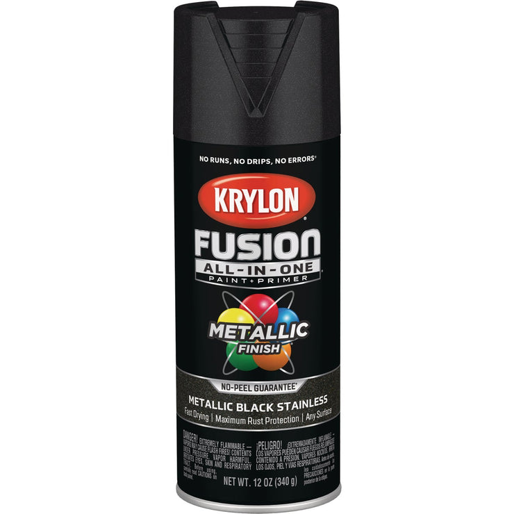 Krylon Fusion All-In-One Metallic Spray Paint & Primer, Black Stainless