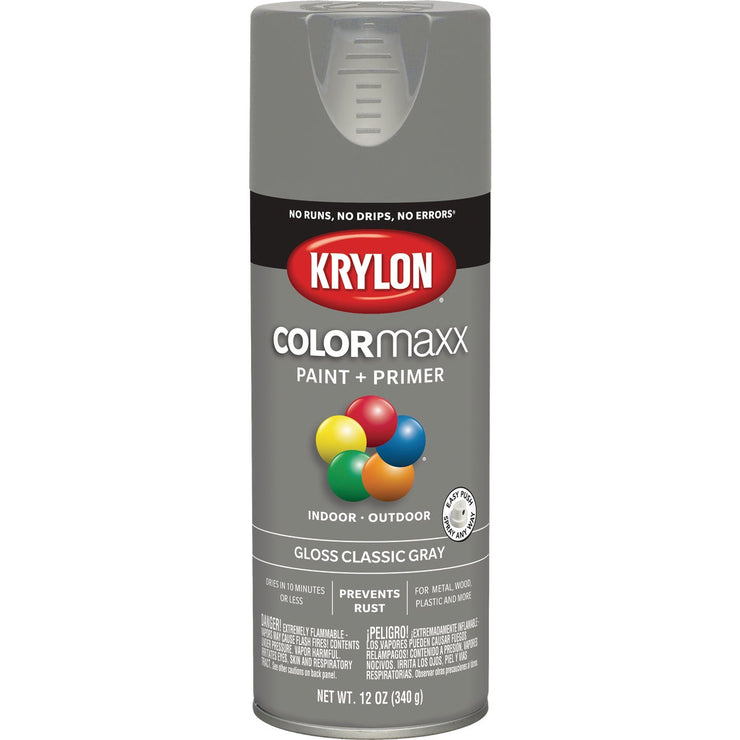 Krylon Colormaxx Gloss Spray Paint & Primer, Classic Gray