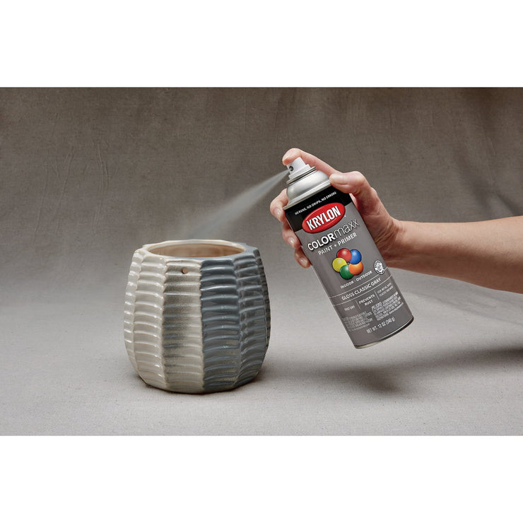 Krylon Colormaxx Gloss Spray Paint & Primer, Classic Gray