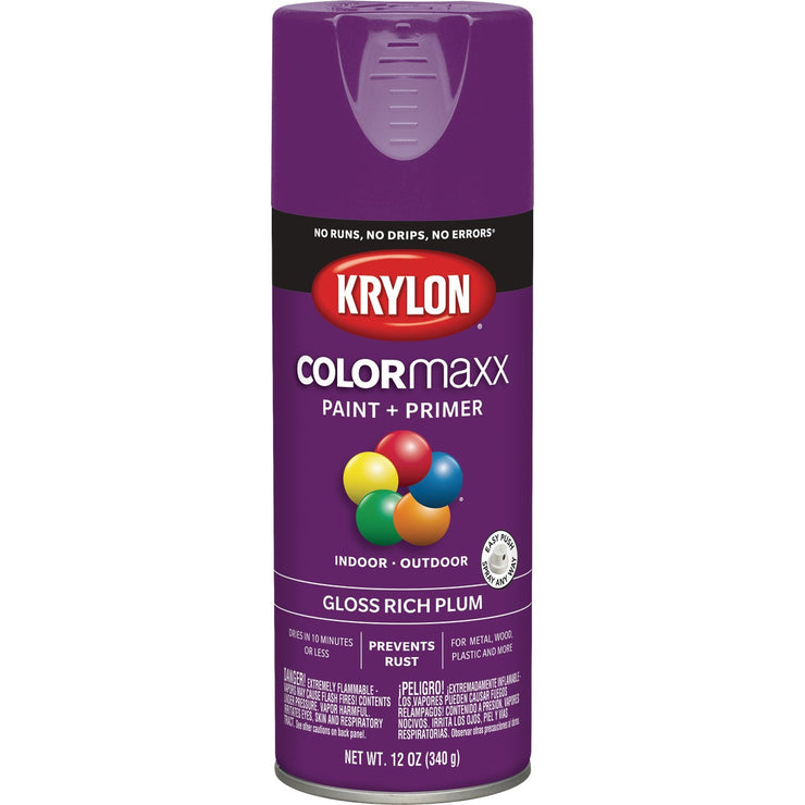 Krylon Colormaxx Gloss Spray Paint & Primer, Rich Plum