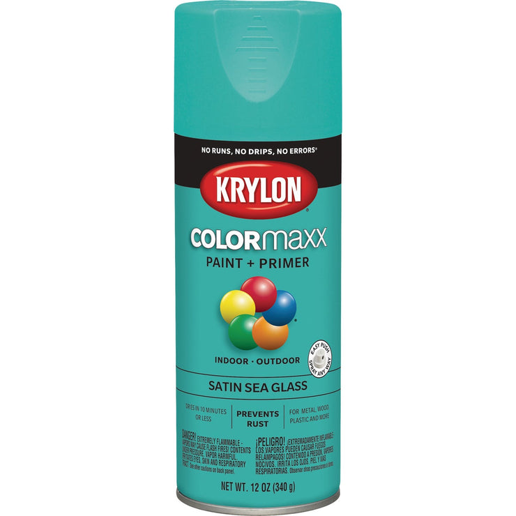 Krylon Colormaxx Satin Spray Paint & Primer, Sea Glass