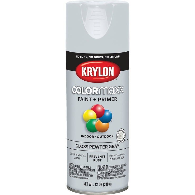 Krylon ColorMaxx 12 Oz. Gloss Spray Paint, Pewter Gray