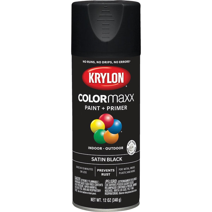 Krylon ColorMaxx12 Oz. Satin Spray Paint, Black
