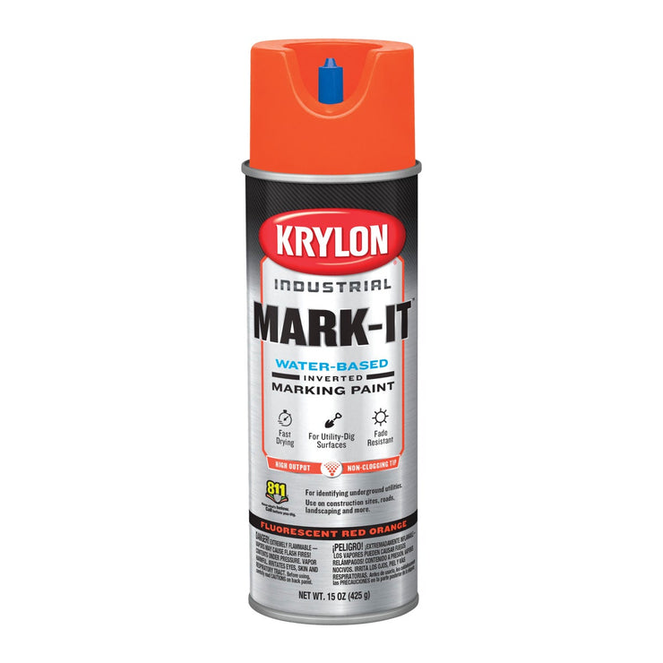 Krylon Fluorescent Red Orange 15 Oz. Inverted Marking Spray Paint