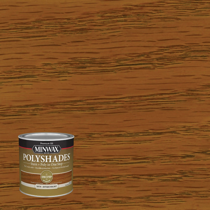 Minwax Polyshades 1/2 Pt. Satin Stain & Finish Polyurethane In 1-Step, Antique Walnut