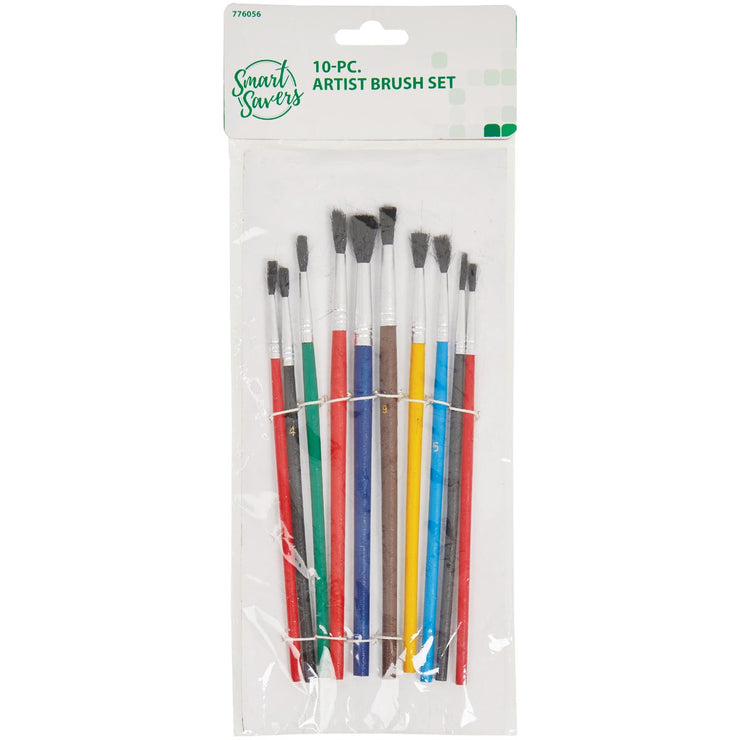 Smart Savers Assorted - 1/8 In. To 1/4 In. Polyester Artist Brush Set (10-Piece)