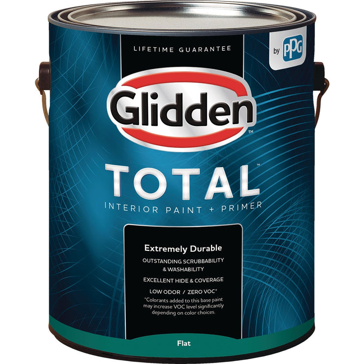 Glidden Total Interior Paint + Primer Flat White & Pastel Base 1 Gallon